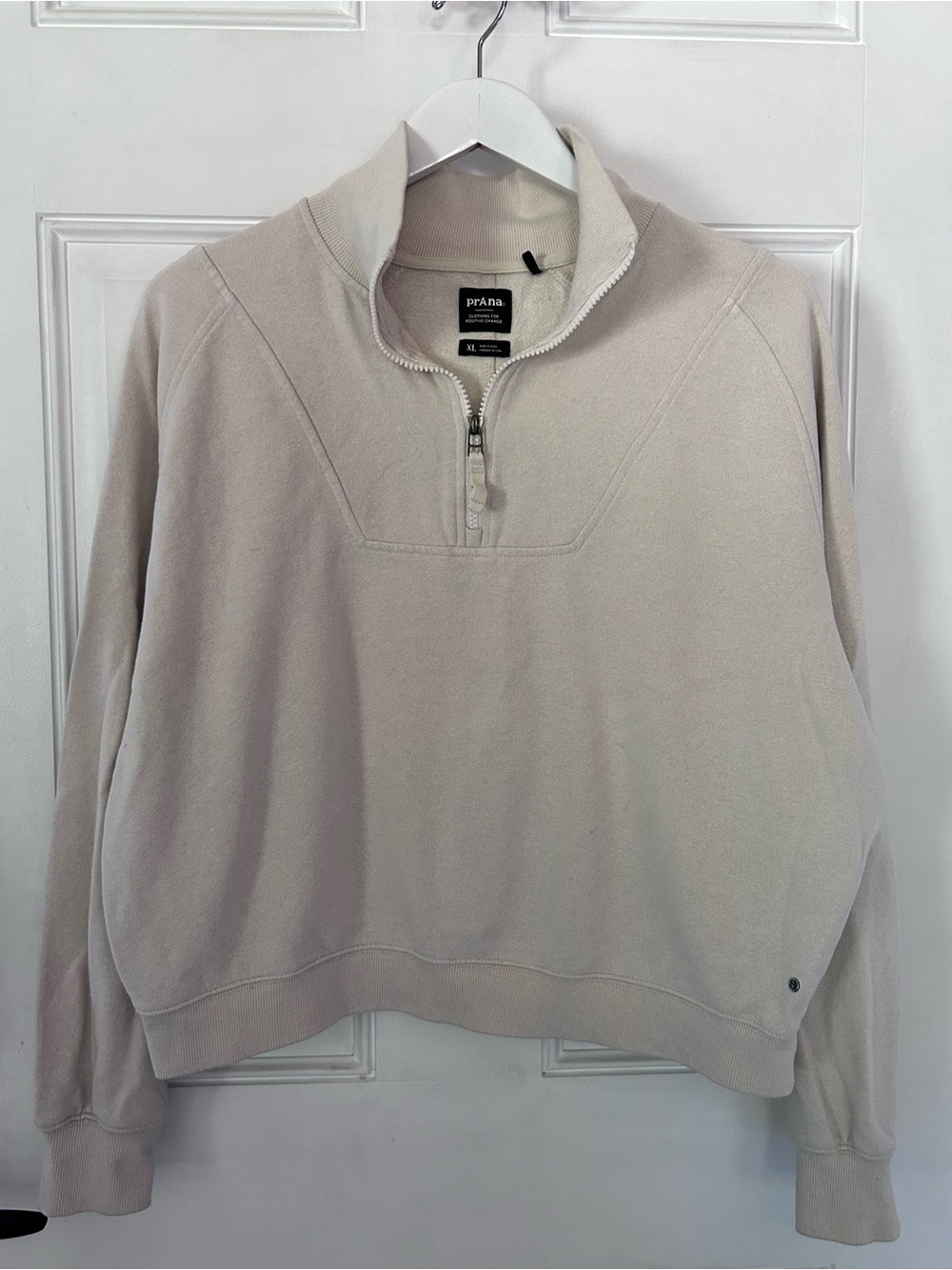 Prana Men's Quarter-Zip Sweater in Light Beige